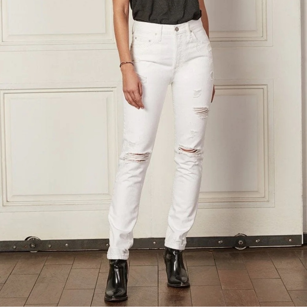 NWT Boyish the Billy rigid skinny jeans in sweet baby Jane white distressed